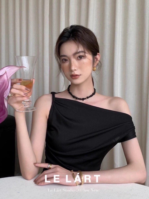 Women Korean Asymmetrical Off-Shoulder Tops